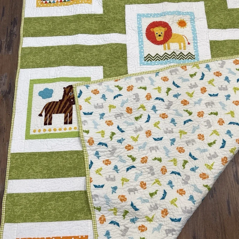 Ann Kelle Urban Zoologie Baby Quilt A‎ Day at the Zoo 45x56 Handmade